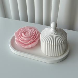 მინიმალისტური კერამიკული ჭურჭელი სანთლით